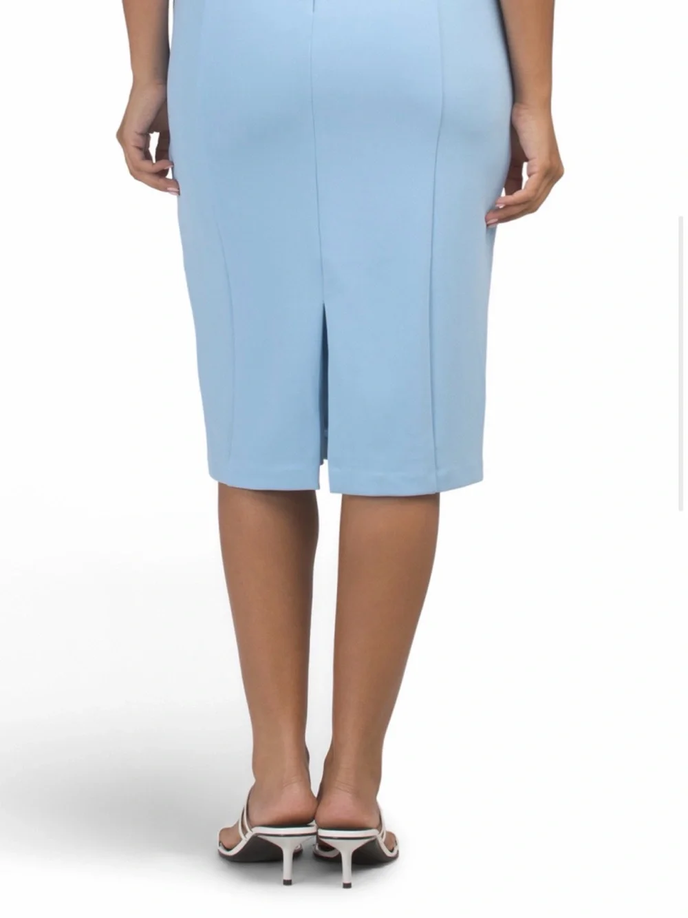 ALEXIA ADMOR LIGHT BLUE TATI CONTRAST COLLAR CAPE MIDI SHEATH DRESS S NWT